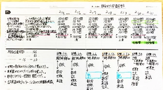 週間計画表のサンプル